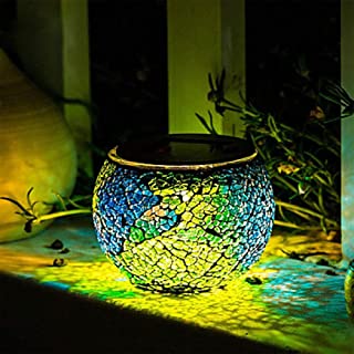 GYBYB Lampara de mesa de vidrio solar Lampara de mosaico Luz de noche a prueba de agua Home Garden Patio Decoracion Regalo ideal (multicolor)