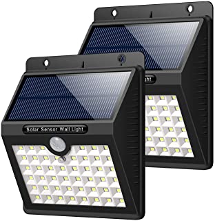 HETP Luz Solar Jardin- [2 Piezas] 46 led Foco Solar Exterior con Sensor de Movimiento Luces solares Impermeable Inalambrico Lamparas Solares Pared Seguridad 3 Modos Inteligente para Jardin-Escaleras