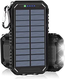Hiluckey - Cargador Solar portatil Impermeable 15000mAh Black