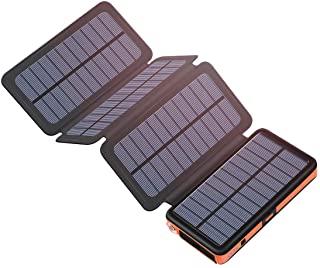 Hiluckey Cargador Solar 25000mAh Portatil Power Bank con USB & USB-C Input Impermeabl Bateria Externa para iPhone- iPad- Samsung- Smartphone