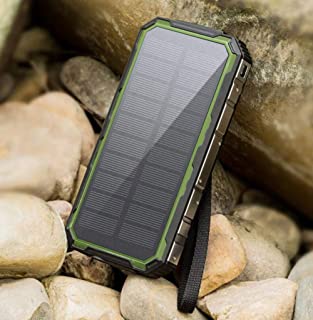HMLIGHT Cargador Solar- Solar Power Bank 50000mah- bateria de Reserva Externa portatil- con Doble Puerto USB Cargador de telefono con luz LED para telefonos Inteligentes-Verde