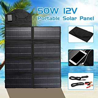 HMLIGHT USB portatil Plegable 50W 12V Paneles solares Puerto Junta Plegable Panel Impermeable Cargador Solar para el Cargador de bateria del telefono al Aire Libre