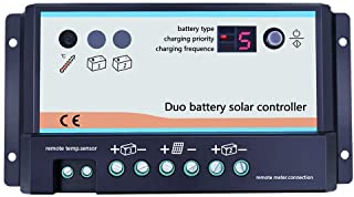 HWUKONG Regulador Solar De Doble Bateria Solar De La Carga del Controlador 20A 12V 24V Duo-Bateria para RVs Caravanas Y Barcos Sistema De Generacion De Energia Fotovoltaica
