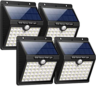 iPosible Luz Solar Jardín- Upgraded 46 LED 1800 mAh Foco Led Solar con Sensor Movimiento Lámpara Solar Exteriors Impermeable Solares de Pared de Seguridad 3 Inteligente Modos para Patio [4 Paquete]
