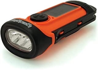 igadgitz Xtra U4456 LED Linterna Antorcha Flashlight Impermeable 5m Recargable con Energía Solar y Dínamo - Naranja-Negro