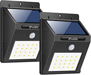 iPosible Foco Solar- [ 2 Paquetes 20 LED Luce Solare Impermeable-1200mAh Lampara Solare de Pared-Luz de Solar-Luces de Exterior con Sensor de Movimiento Bateria Solar Exterior para Jardin-Patio