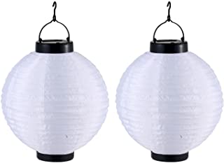Juego de 2 lamparas led solares – Esfera Color Blanco- Jardin Lampara Colgar 25-5 cm de diametro- Globo Lighting
