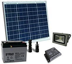 Kit de iluminacion solar 50W 12V al aire libre con 1x 20W LED Faro Bateria 40Ah