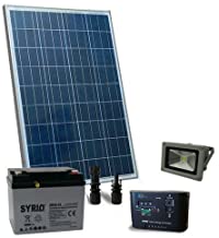 Kit de iluminacion solar 80W 12V al aire libre 1x 20W LED Faro bateria 40Ah