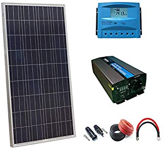 Kit Solar 150w Hora regulador PWM 20a Inversor 1000w onda pura con mando de distancia