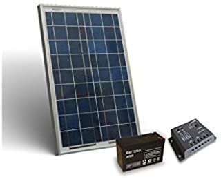 Kit Solar Pro 10W Placa Solar Regulador de Carga 5A PWM Bateria AGM 12Ah 12V