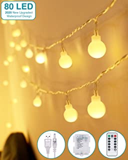 Kolpop Guirnalda Luces Led- 8M 80 LED Guirnaldas 8 Modos Led Luces- Luces Led Decorativas Guirnalda Led Pilas Decoracion Pilas para Exterior- Interior- Jardines- Casas- Boda- Fiesta de Navidad