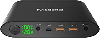 Krisdonia 25000mah Power Bank Bateria Externa Cargador Portatil con Doble USB(Quick Charge 3.0)+DC Salida+Typo c Salida - Universal Power Pack Compatible para Laptops- Macbook- Smartphone y Tablet