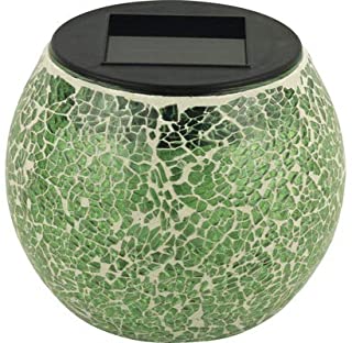 Lafiora - Lampara solar (diametro de 12 cm- altura de 9 cm- incluye pilas)- diseno de mosaico- color verde