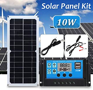 LAMP-XUE Panel Solar Kit 20-10-30 - 40A PWM multifuncion regulador Solar del Cargador Cable Male DC 30Cm mas Nuevo 3in1 10W 12V - 5V DC USB