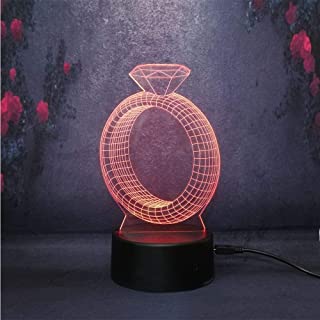 Lampara de lava 3D Anillo de diamantes Creativo Romantico Color cambiante Luz de la noche Humor Decoracion de la boda Regalo Dormitorio Lampara de mesa