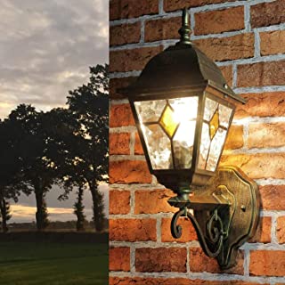 lampara de pared de linterna fuera de oro cristal antiguo estilo Tiffany de aluminio E27 iluminacion casa balcon terraza
