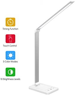 Lampara Escritorio LED-Lamparas de Mesa USB Regulable Recargable-2000mAh Plegable Luz(5 x 10 Modos de Brillo-Temporizador de 30-60min-Modo de memoria inteligente) Para Leer-Estudiar- Protege a ojos