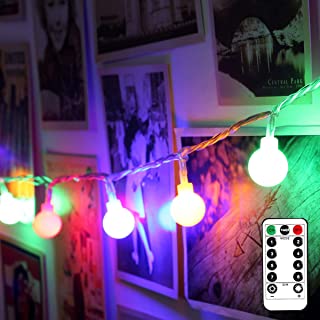 LE 5m 50 LED Guirnalda Luces LED 8 Modos- Cadena de Luces Multi Colores a Pilas- Temporizador- Guirnalda Luces Exterior Resistente al Agua- Decoracion de Casa- Cafeteria- Jardin- Navidad etc