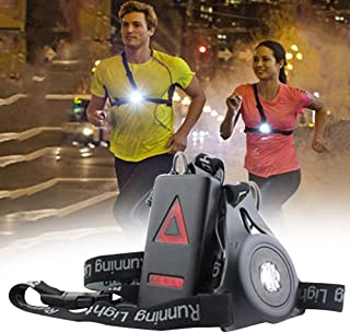 Linterna de correr para el pecho- recargable por USB- luz LED de noche para correr- impermeable- con 3 modos de iluminacion para corredores- joggers- deportes al aire libre- caminar- negro
