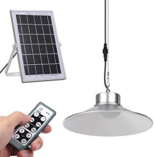Lixada LED Luz de Techo con Energia Solar con Control Remoto y Funcion de Temporizador Lampara Colgante Regulable con Cable de 5 m - 16.4 Pies para Iluminacion de Sala de Estar Interior
