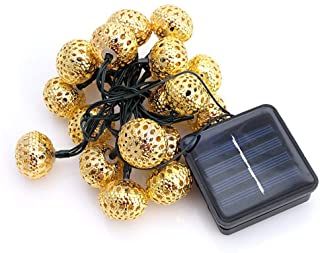 LKYG 20 Oro-Plata LED Marroqui Ahuecado Esferico luz Solar Cadena Halloween Vacaciones Decoracion Luces