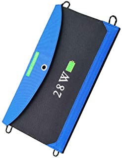 Lorsoul Impermeable portatil Cargador del Panel Solar Plegable de Doble Puerto de Carga USB Bolsa de Camping al Aire Libre Senderismo- 28W