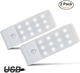 Luces de Noche LED-GPISEN Pack de 2 Luces con Sensor de Movimiento-Lampara Nocturna USB Recargable-Luz inalambrica calida para Escaleras- Guardarropa- Porche- Armario- Cocina- Dormitorio
