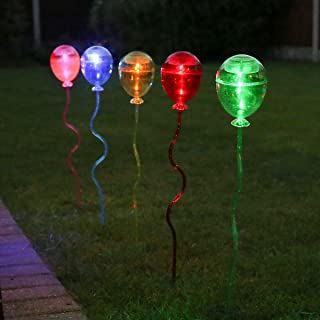 Luces fijas en forma de globos de fiesta de 60-cm- multicolores- funcionan con energia solar. paquete de 5 unidades de luces festivas