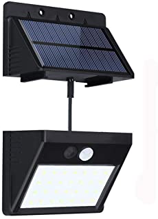 Luces solares Detector de movimiento 28LED Luces de seguridad 3 modos inteligentes Panel solar separable activable para jardin- escaleras- paredes exteriores- etc. (1 Pack)
