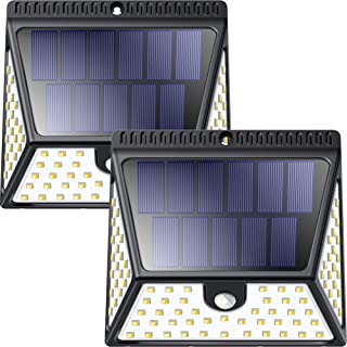 Luposwiten 82 LED Focos Solar Exterior-1640LM Luz Solares- 270°Gran Angular Luces Solares IP65 Impermeable para Jardin- Patio-Garaje- Terraza- Caminos- Escalera Lamparas Solares Exterior (2 Piezas)