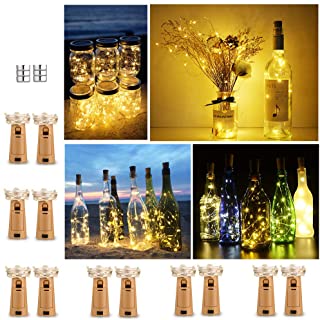 Luz de Botella (12 Pack)- 2m 20 LED Lamparas de Botellas con Alambre de Cobre- LED Corcho Micro Luces para Boda-Navidad-Fiesta-Hogar-Exterior- Jardin-Blanco Calido[Clase de eficiencia energetica A+++]