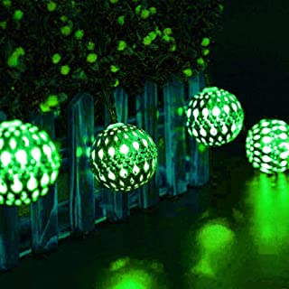 Luz de la Cuerda Marroqui- 15.7FT-4.8M 20LED Luz Solar Marroqui Luces Marroquies Decorativas de la Secuencia del Orbe para la Navidad al Aire Libre Interior Casera del Cesped del Jardin (Verde)