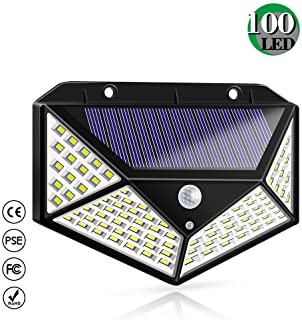 Luz Solar Exterior- Bicolor 100 LED Foco Solar Exterior con Sensor de Movimiento 1800mAh Impermeable Inalambrico Lampara Solar 3 Modos y Gran Angulo 270° Inteligentes para Jardin- Garaje