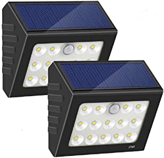 Luz Solar Exterior-14 LED Foco Solar Exterior Gran Angulo Lampara Solar Exterior Impermeable  Sensor de Movimiento para Jardin- Patio- Garaje- Camino [2 Paquete]