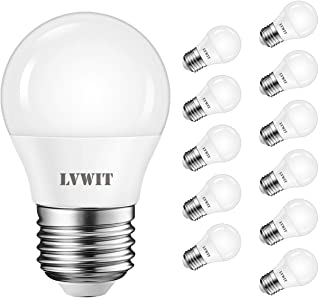 LVWIT Bombillas LED G45 E27 (Casquillo Gordo) - 5W equivalente a 40W- 470 lumenes- Color blanco frio 6500K- No regulable - Pack de 12 Unidades.