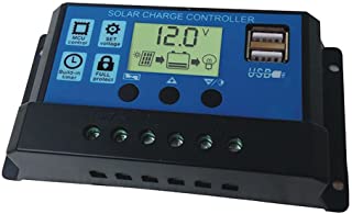 Matedepreso Panel Solar LCD Regulador de bateria Controlador de Carga Dual USB 10-30 A 12 V-24 V (30 Show- 65A