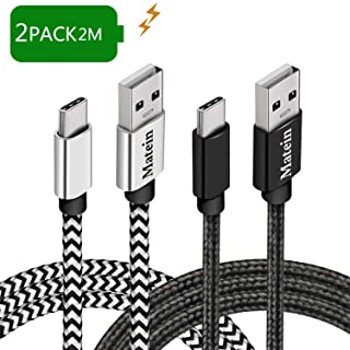 MATEIN Cable USB Tipo C-[2Pack 2M] Cable USB C a USB A 2.0 Cable Rapida Nylon Trenzado Movil USB Type C Compatible con Redmi-Samsung S10-S9-S8-Note7-A70-Huawei P20-P10-LG-Sony-（Negro Blanco）