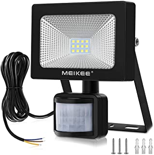 MEIKEE 10W Foco LED con Sensor Movimiento 1000LM- Mejoradoluz Foco LED Solar Exterior- Impermeable IP66 Proyector LED Exterior con Sensor- Iluminacion Sensor de Movimiento Exterior Seguridad