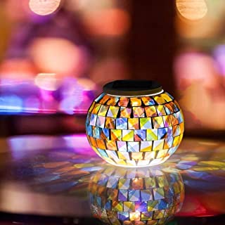 Mosaico de Energia Solar- EONHUAYU Luces Solares de Mosaico Mosaico de Cambio de Color a Prueba de Agua Solar Mosaico de Vidrio Lamparas de Mesa Fiesta- Navidad- Jardin (Colorful)