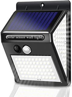 MZSG Lampara de Pared Solar al Aire Libre de Carga de Movimiento Humano Impermeable deteccion de 3 Modos de Trabajo sin Hilos 140LED Solar de luz de luz Nocturna
