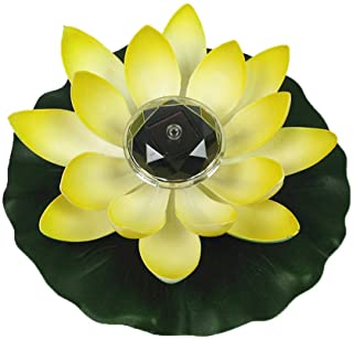 Nankod Lampara LED de flor de loto alimentada por energia solar- resistente al agua- luz de noche flotante para jardin- piscina- decoracion de fiesta amarillo