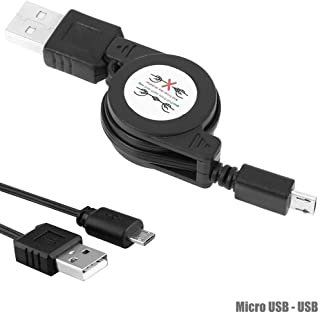 OcioDual Cable Cargador Retractil Auto Plegable Enrollable Extensible Micro USB Negro