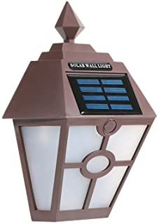 OSALADI Lampara Solar LED de Pared para Exteriores- Resistente al Agua- Vintage- Hexagonal- para Montar en la Pared- para Valla de jardin (marron)