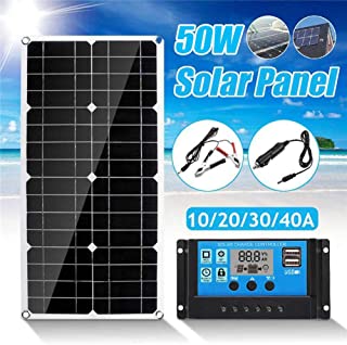 Panel Solar Portatil Cargador Solar 50W con 2 USB de Salida Puertos 5V - 18V para Telefonos- MP3- Tabletas U Otros Cargadores USB (540 280 2.5mm)