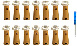 Paquete de 14 Luces de botella-Vansoon Cork en forma 20 Micro LEDs 2M Cadena de luces con destornillador Botella de vino Decoracion de cristal Luces de bricolaje para fiesta Cumpleanos (Blanco calido)