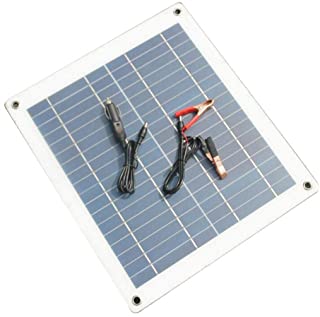 Pgige Cargador de Panel Solar de 30 W y 18 V Cargador de bateria de Panel Solar semiflexible de Alta eficiencia con Cable de Pinza de cocodrilo para Barco de automovil - Blanco y Negro