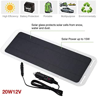 Ploufer Panel Solar- 20W 12V Energia Bateria portatil Cargador Solar con Doble Conector USB para telefonos MP3 Coche de Emergencia al Aire Libre Barco Camping Viajes