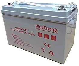 PlusEnergy Bateria AGM TP-150 12V 100AH(C10) 150AH(C100) Ideal para Autocaravana-Caravana-Barco y instalacion Solar …