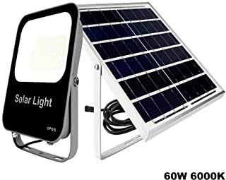 POPP®Foco Solar Exterior-lluminacion Solar-60W LED 6000K IP65 Impermeable-Lampara Solar para Jardin-Garaje-Acera-Escalera-Patio-Terraza[Clase de eficiencia energetica A+++] (60 Watios)